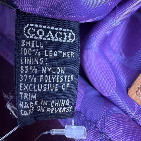 Coach Womens Burgundy Leather Bucket Hat M/L Adjustable Stylish Design