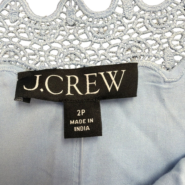 J. Crew Womens Blue Linen Embroidered Slip Dress Lightweight Summer Wear Size 2P