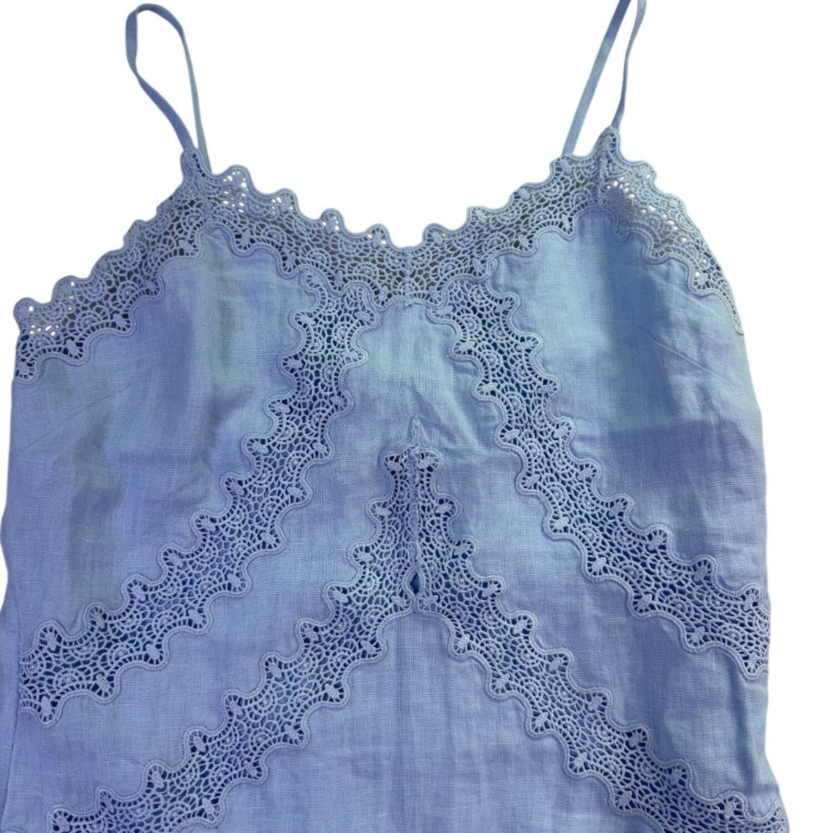 J. Crew Womens Blue Linen Embroidered Slip Dress Lightweight Summer Wear Size 2P