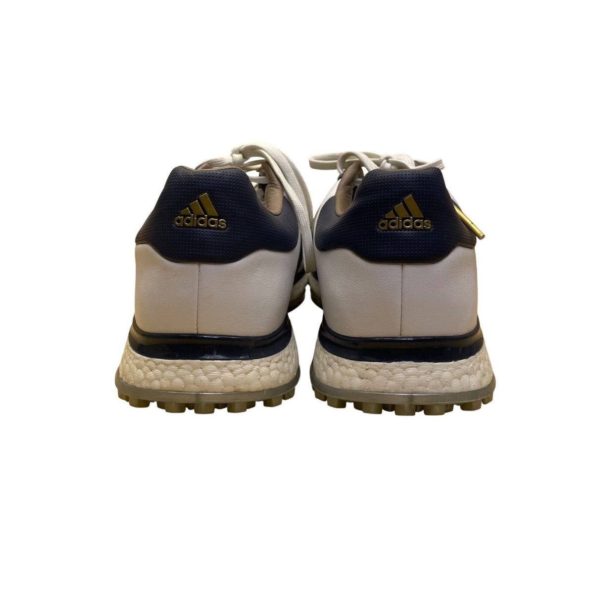 Adidas Mens White/Navy Leather Spikeless Boost Insoles Golf Shoes Size 11