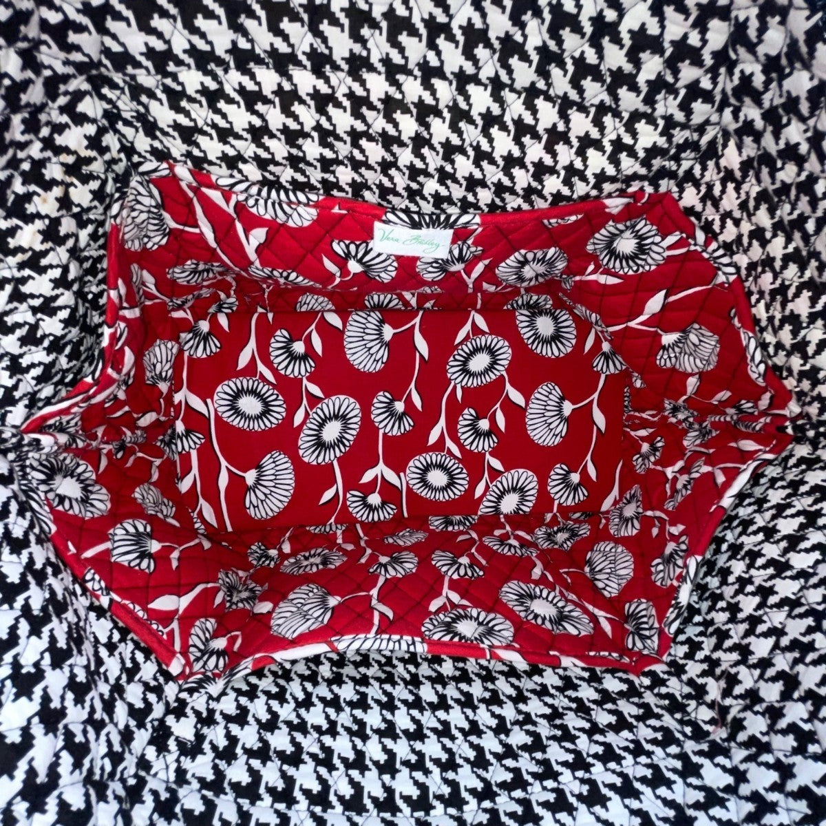 Vera Bradley Women’s Red Floral Quilted With Double Straps Tote Bag