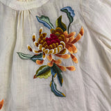Hoa Đất Women Cotton Floral Embroidered Blouse Ruffle Collar Long Sleeves
