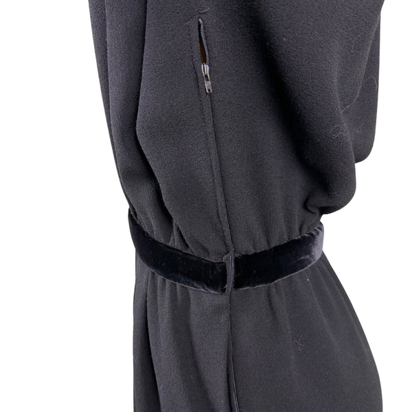 Valentino Womens Black Silk Long Sleeve Button-Down Belted Midi Dress Size 10