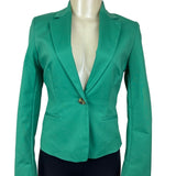 MNG Women’s Emerald Green Blazer With Single-Button Closure Sz 2 - New