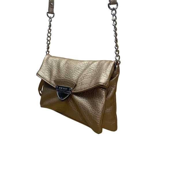 Nine West Women’s Bronze Faux Leather With Crossbody Strap Clutch Bag