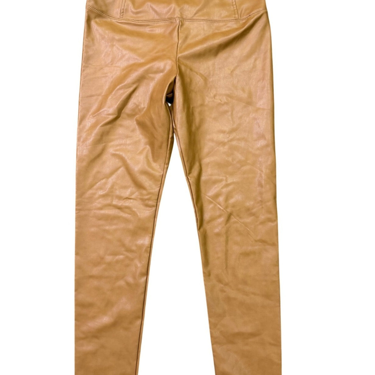 Bagatelle Womens Camel Faux Leather High-Waist Stretch Leggings Size L