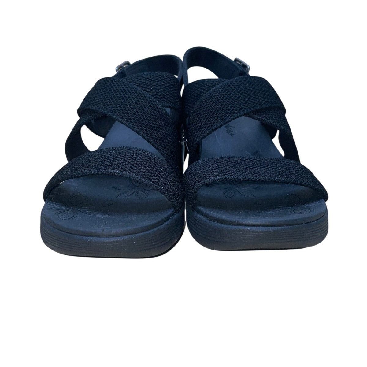 Skechers Women’s Black Adhesive Buckle Strap Luxe Foam Platform Sandals Size 11