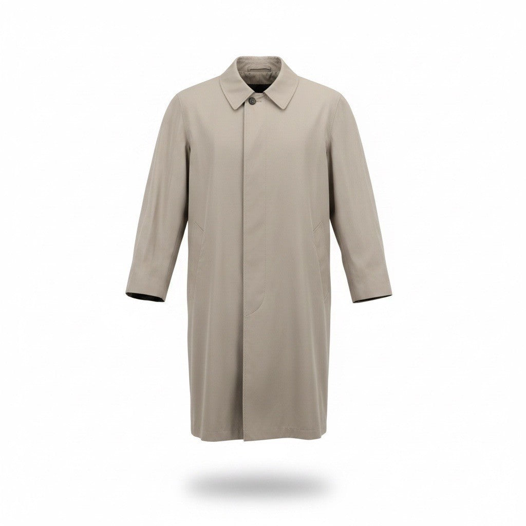 London Fog Mens Taupe Coat Trench With Collar Button-Front Size L 