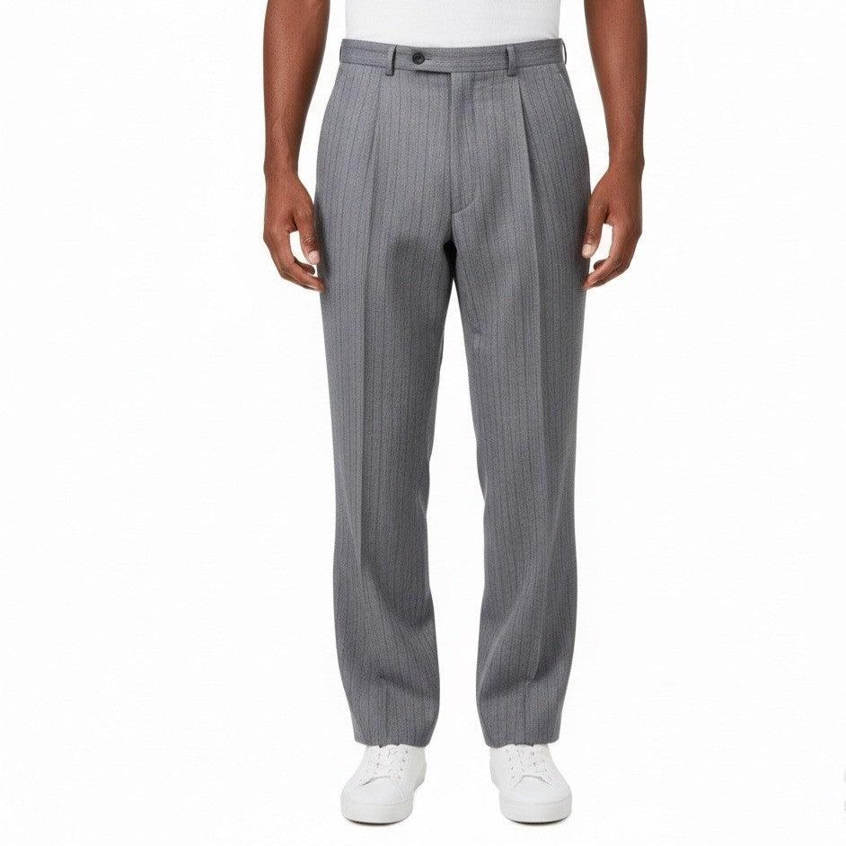 Saint Laurent Mens Gray Wool Pinstripe Blazer & Pants Suit Classic Fit