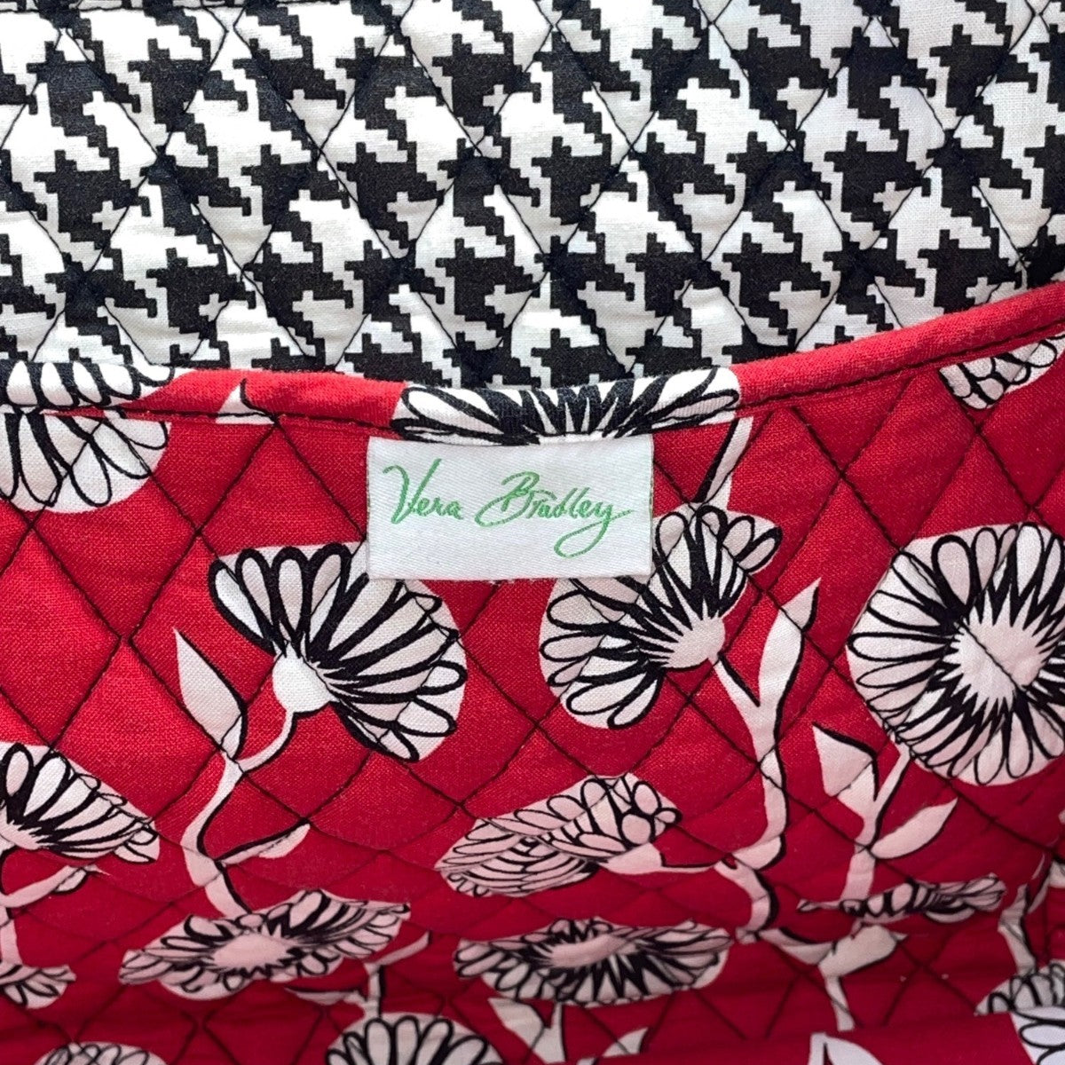 Vera Bradley Women’s Red Floral Quilted With Double Straps Tote Bag