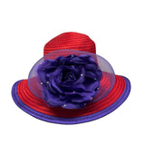Red & Purple Womens Polyester Hat With Decorative Flower