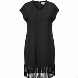 Chicos Womens Black Tassel-Trim Sleeveless Shift Dress Size 2