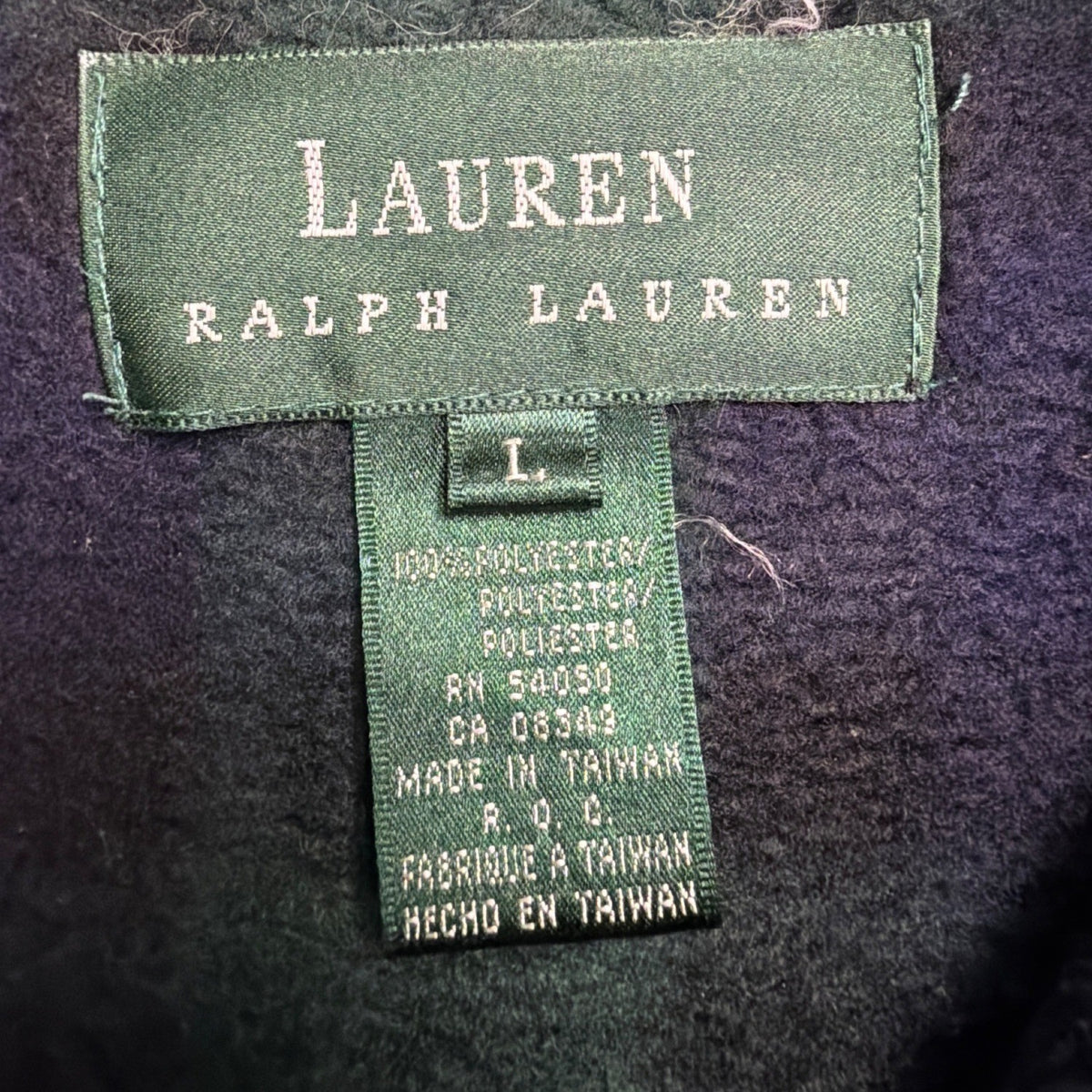 Ralph Lauren Mens Navy & Green Pullover Fleece Plaid Half Zip Sweater Size L