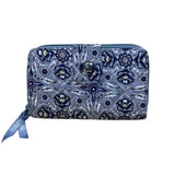 Vera Bradley Women’s Blue Floral Pattern Fabric RFID Plaza Tile Turnlock Wallet