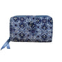 Vera Bradley Women’s Blue Floral Pattern Fabric RFID Plaza Tile Turnlock Wallet