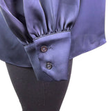 Brooks Brothers Womens Navy Satin Button-Up Collared Blouse Size 12 - New