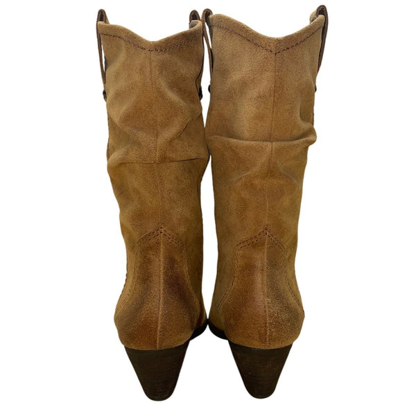 BCBGeneration Women’s Tobacco Waxy Split Leather Mid Top Western Boots Size 8.5M