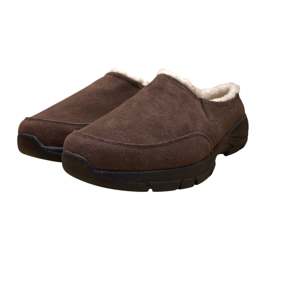 Lands End Womens Brown Suede All Day Comfort Walking Clogs Slip-On Shoes Sz 9.5