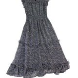 1. State Womens Black & White Ruffle Sleeve Floral Print Midi Dress Size S