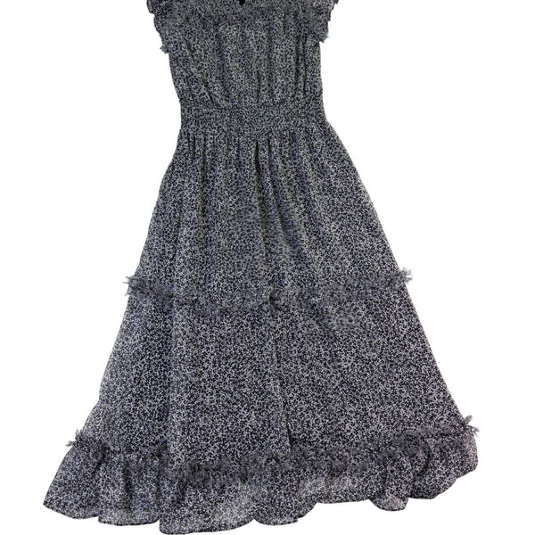 1. State Womens Black & White Ruffle Sleeve Floral Print Midi Dress Size S