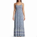 SO Womens Blue Rayon Floral Print Maxi Dress Size S