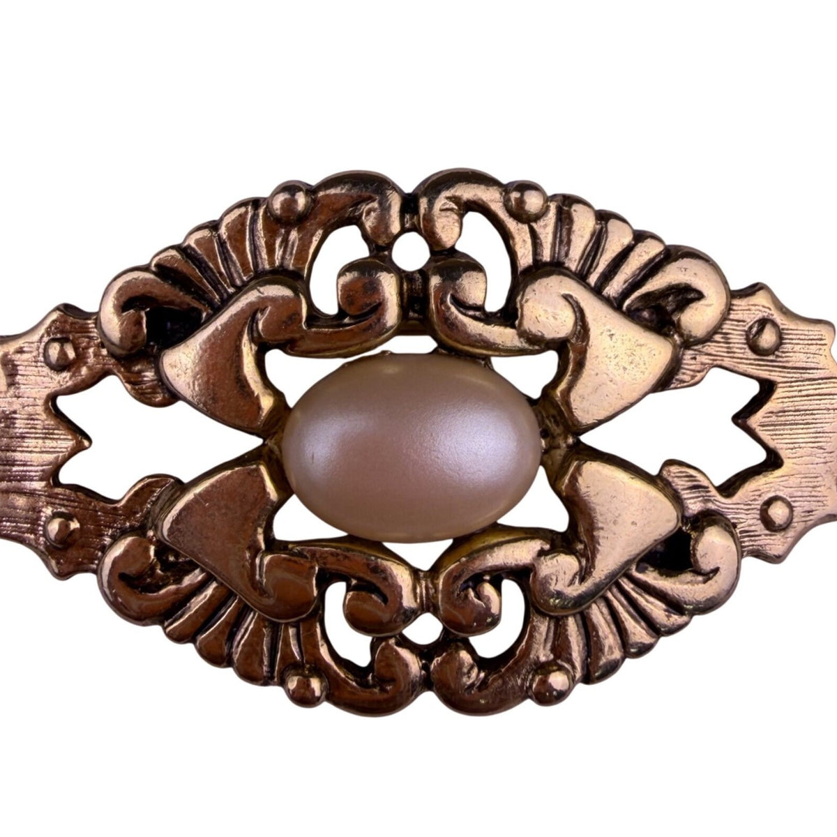 Ginnie Johansen Womens Gold Tone Metal Brooch W/ Faux Pearl Vintage Look 