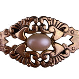 Ginnie Johansen Womens Gold Tone Metal Brooch W/ Faux Pearl Vintage Look 