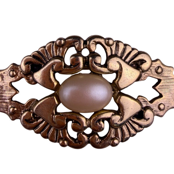 Ginnie Johansen Womens Gold Tone Metal Brooch W/ Faux Pearl Vintage Look 