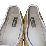Keds Women’s Gold Glitter & White Lace-Up Casual Flat Sneakers Size 8
