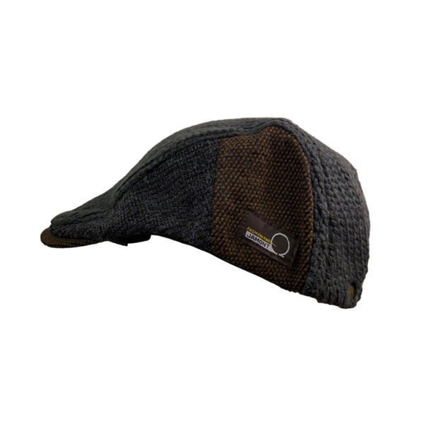 Trend Style Gray Wool-Blend Newsboy Cap Mens Brown Accents Warm Vintage Look