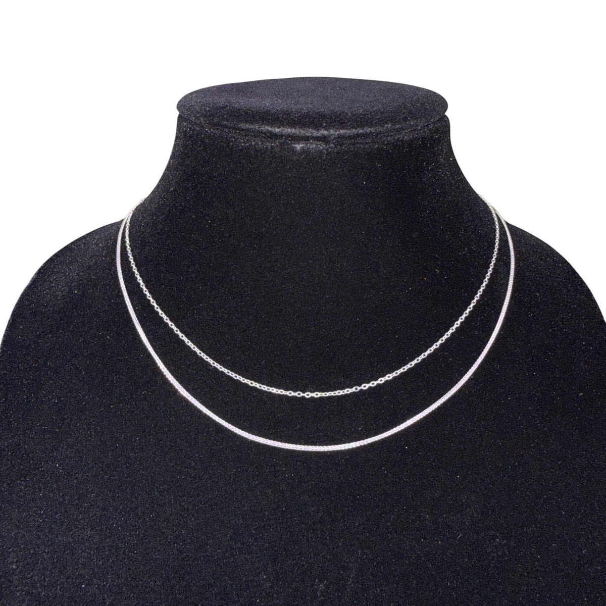 Sterling Silver Womens Two-Strand Chain Necklace 925 Adjustable Length