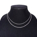Sterling Silver Womens Two-Strand Chain Necklace 925 Adjustable Length