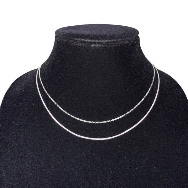 Sterling Silver Womens Two-Strand Chain Necklace 925 Adjustable Length