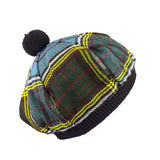 Tartan Plaid Wool Blend Traditional Tam Hat With Pom & Vibrant Pattern