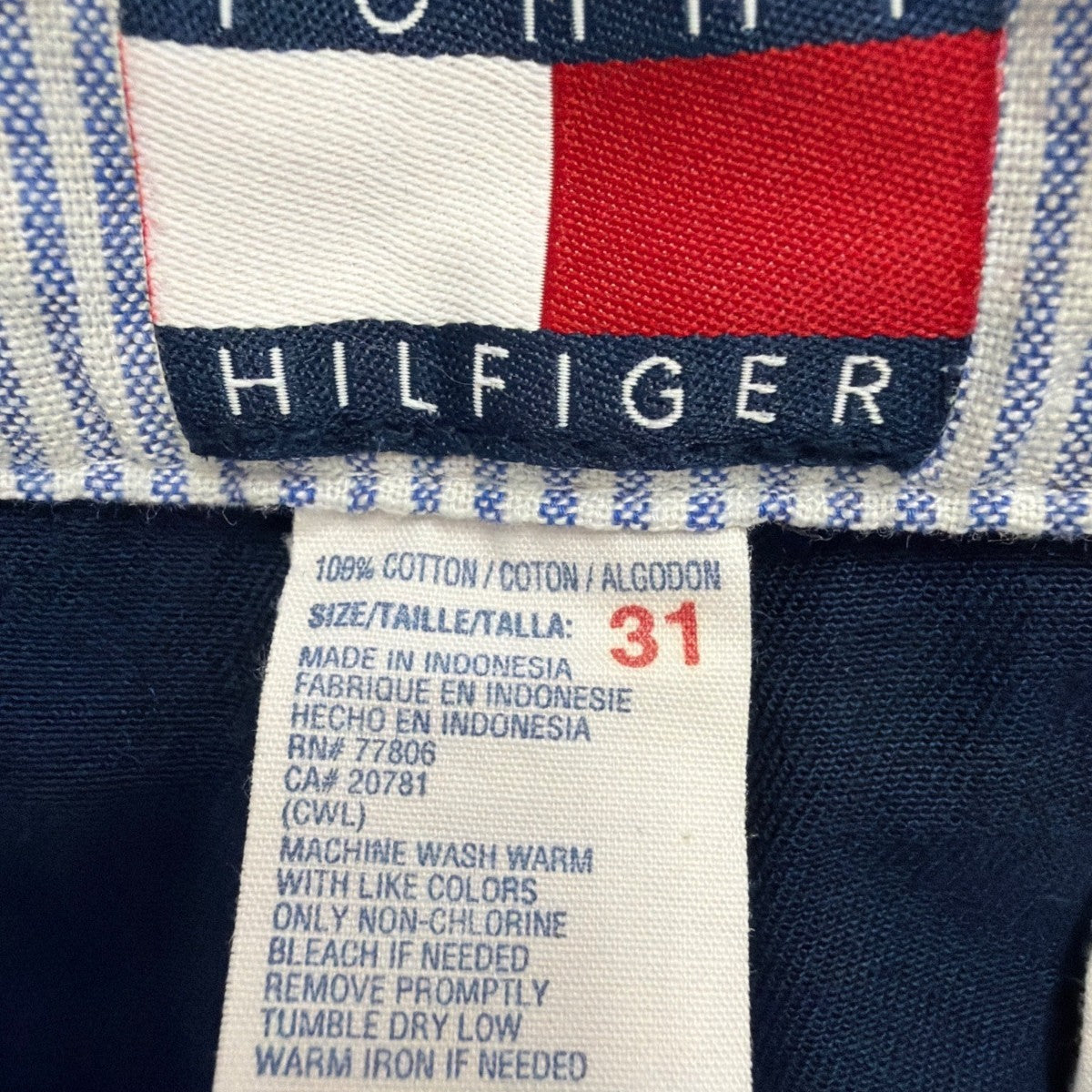 Tommy Hilfiger Mens Navy Cotton Shorts Relaxed Pleated Fit Casual Style Size 31