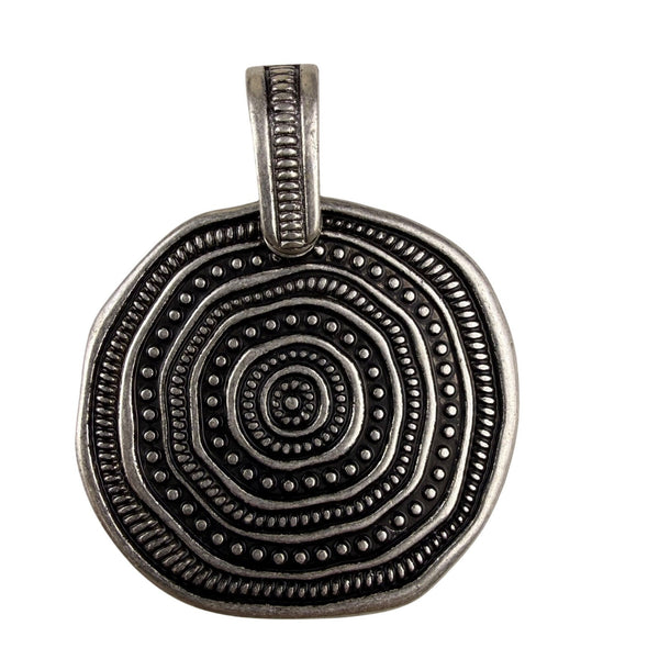 Silver Tone Magnetic Reversible Pendant Jewelry Multi-Color Glass Bead Circular