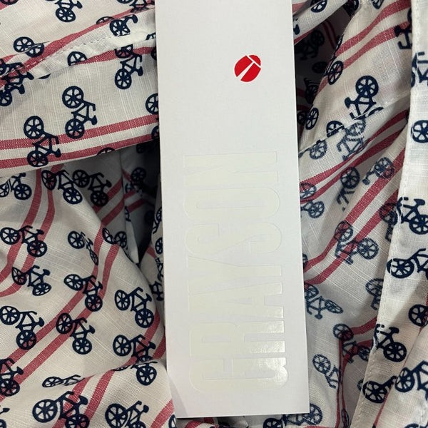 Grayson Women's Bycicle Print Longsleeve Dress Shirt Sz 2 New