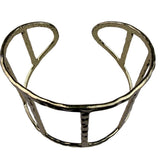 Gold Tone Womens Metal Cuff Bracelet Open Design Hammered Texture