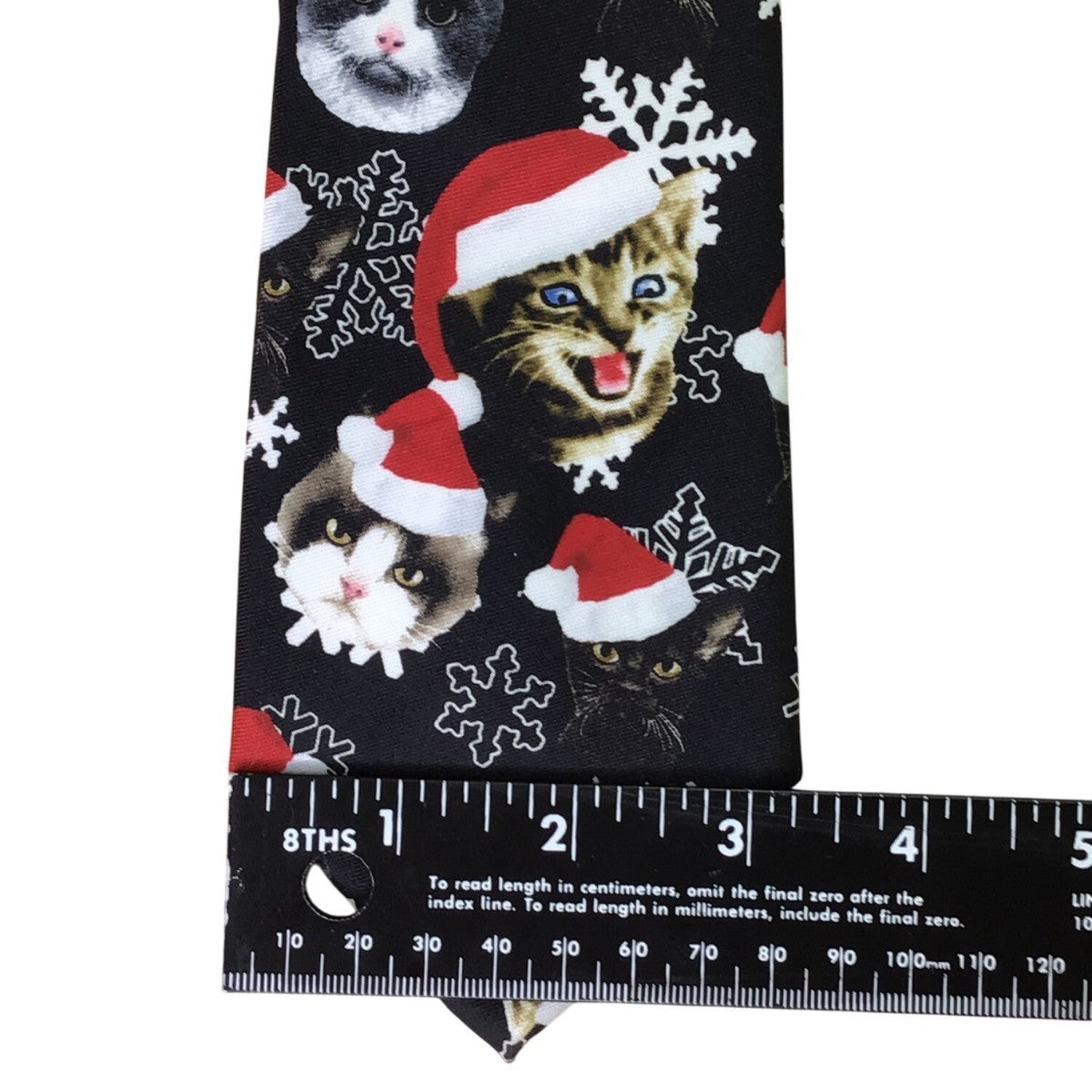 Knotty & Nice Mens Black Polyester Christmas Cats Santa Snowflakes Tie OS