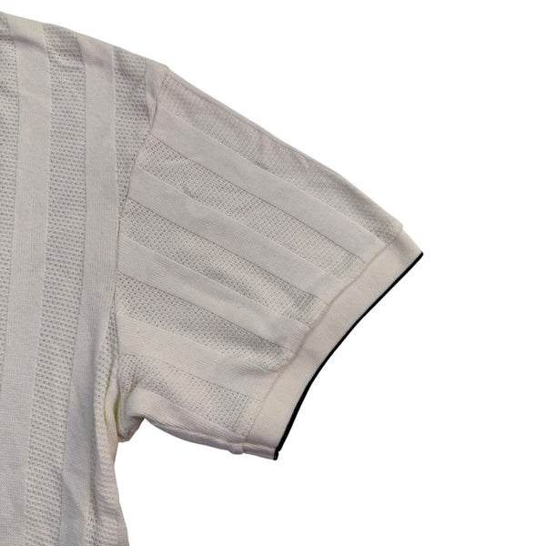 Zara Mens Cream Polo Shirthort Sleeve Ribbed Casual Size S