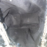 Women’s Black & Silver Sequined With Drawstring Chain Strap Purse
