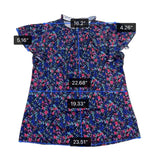 Simplefun Womens Blue Floral Blouse With Ruffled Sleeves Size M