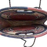 Women’s Woven Straw & Leather Multicolor Round Handbag With Cowrie Shell Trim