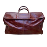 Kervan Leather Unisex Brown Embossed Camel Logo Double Handles Travel Duffel Bag