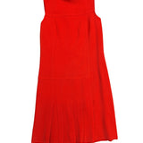 Akris Punto Womens Red Wool Pleated Sleeveless Dress Italy Design Size 34