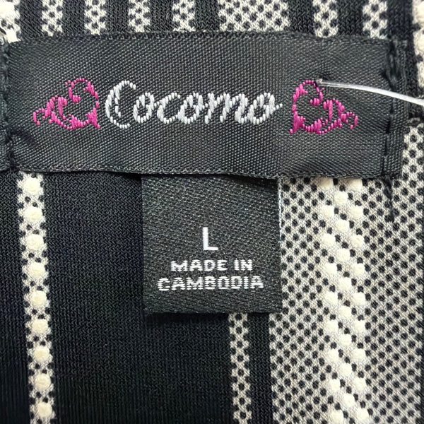 Cocomo Womens Black & White Plaid Long Sleeve Blouse Polyester Blend Size L