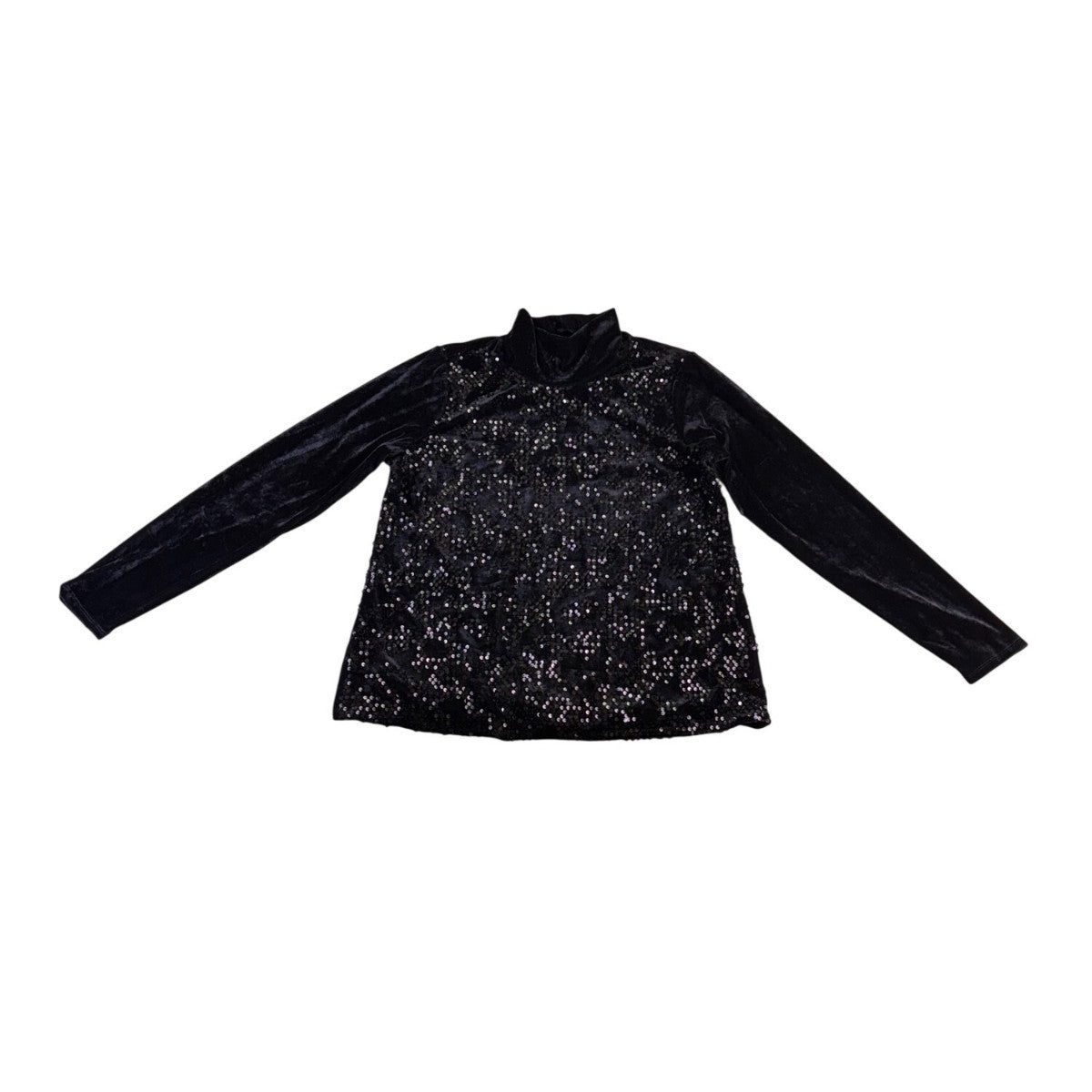 Simply Vera Vera Wang Womens Black Sequin Turtleneck Long Sleeve Sweater Size L