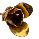 Vintage Unknown Gold Tone Metal Rose Brooch Pin Elegant Floral Design