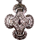 Trifari Womens Silver Tone Metal Cross Pendant Necklace  Chain Vintage Design