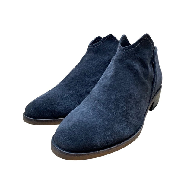 Vita Women’s Navy Blue Suede Slip-On Western Ankle Booties Size 8.5